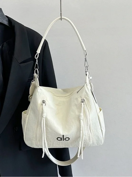 ALO Yoga Cream Nylon Shoulder Bag with Detachable Strap - Picture 2 of 3